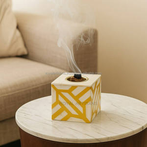 Quemador de Incienso Cúbico de Lujo Hecho a Mano con Incrustaciones de Madreperla – Soporte Decorativo Orgánico para Bakhoor para Decoración del Hogar y Regalo de Eid - Product Image 4