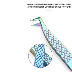 Pinzas de acero inoxidable para pestañas, pinzas profesionales para extensión de pestañas, decoración dorada, pinzas antiestáticas para pestañas, herramientas de maquillaje - Product Image 5