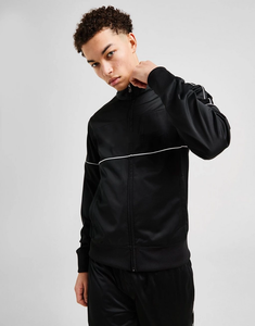 Conjunto Deportivo de Satén Negro para Hombre, Cuello Alto, Manga Larga, Color Sólido, Ropa de Otoño - Product Image 3