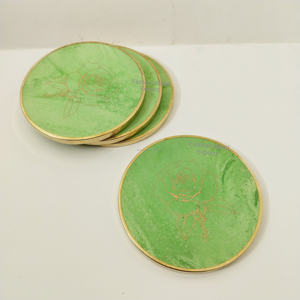 ที่รองแก้วเครื่องดื่มหินอ่อนสีเขียวทรงกลมแบบพรีเมียมพร้อมลายกุหลาบสีทองที่สลับซับซ้อนแผ่นรองเครื่องดื่มซึมซับดีทันสมัยและใช้งานได้จริง - Product Image 3