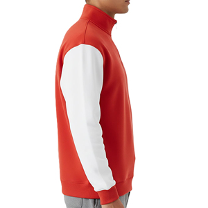 Men's Red <b>White</b> <b>Quarter</b> <b>Zip</b> Fleece Sweatshirt Stand Collar Regular Fit Casual Autumn Wear Breathable Knitted 100% Polyester - Product Image 4