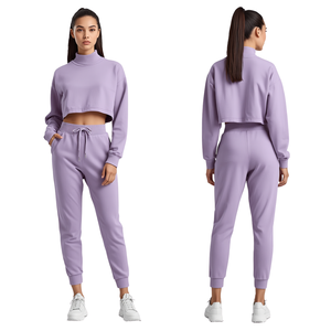 Sudadera Corta Unisex Ligera 100% Algodón Transpirable con Capucha y Cierre de Cordón, Pantalones Deportivos de Pierna Ancha con Cintura Elástica para Invierno - Product Image 4