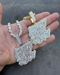 925 Silver Gold Plated Pendant Hip Hop Pendant Custom VVS Moissanite Pendant Rapper Bling Two Tone Pendant Custom Initial Charms - Product Image 1