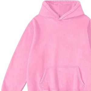 Sudadera con capucha rosa para mujer, de color sólido, forro polar, informal, con bolsillos, corte regular, para otoño. - Product Image 4