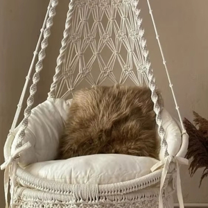 Macrame Hanging Chair, Macrame Porch rocking <b>swing</b>, Hammock Chair, Macrame <b>Round</b> <b>Swing</b> - Product Image 1