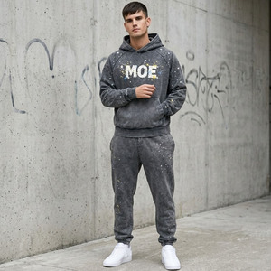 Conjunto de sudaderas con capucha estilo vintage con lavado ácido, sudaderas con capucha de forro polar premium con salpicaduras de pintura, ropa urbana oversize, suministro al por mayor - Product Image 5