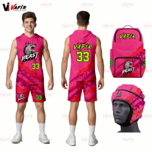Uniforme de compression imprimé par sublimation 7on7, casque rembourré, gants respirants, antibactériens, séchage rapide, sans manches, personnalisé - Product Image 1