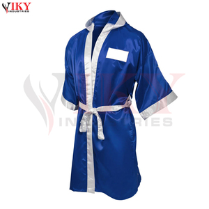 Batas de Boxeo Personalizadas de Alta Calidad para Adultos en Color Azul con Blanco, Batas de Boxeo para Hombres para Usar en el Ring - Product Image 3
