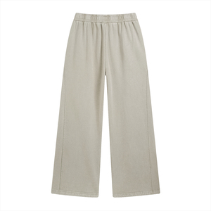 <b>Men's</b> Casual Wide Leg Pants <b>Elastic</b> <b>Waist</b> Drawstring <b>Trousers</b> Solid Beige With Side Pockets - Product Image 2
