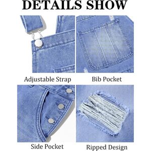 2025 mono informal ajustado para hombre, babero vaquero desgastado con correa ajustable, patrón de estampado de estilo Hippie - Product Image 3