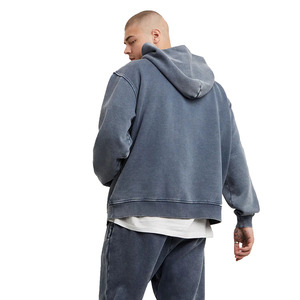 Sweat à capuche d'hiver délavé à l'acide, coupe oversize, style vintage, en molleton 100% coton épais, écologique, pour homme - Product Image 2