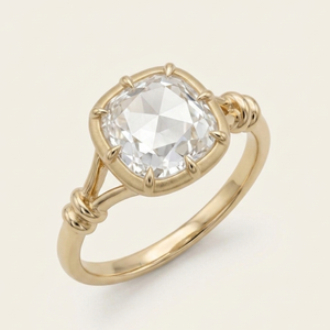 Anillo de compromiso clásico para mujer de oro amarillo de 18K, 5g, con diamante de laboratorio de corte cojín y engaste de bisel dividido, certificado IGI - Product Image 2