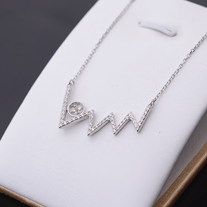 Collar de Plata S925 con Colgante de Electrocardiograma y Perla para Clavícula, Accesorio de Joyería DIY para Mujer - Product Image 1