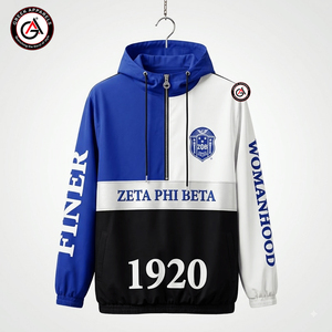 Veste coupe-vent légère, imperméable et à capuche Zeta Phi Beta pour femmes, avec broderie, pour les sororités et les fraternités. - Product Image 1