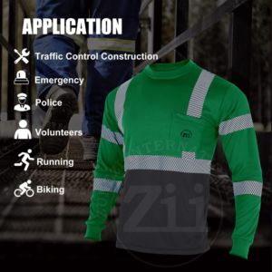 Camisa de Seguridad Reflectante de Alta Visibilidad, Clase 1 ANSI, Amarilla, Transpirable, Resistente al Fuego, con Luces LED Intermitentes, Impermeable, Manga Larga - Product Image 3