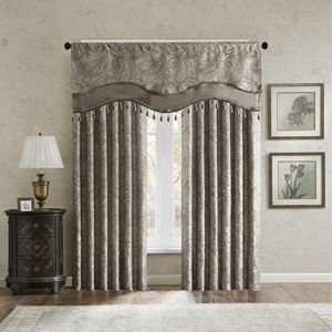 Asta finestra Jacquard Pocket mantovana con perline blu/marrone 50x18 "eleganti tende e mantovane - Product Image 5