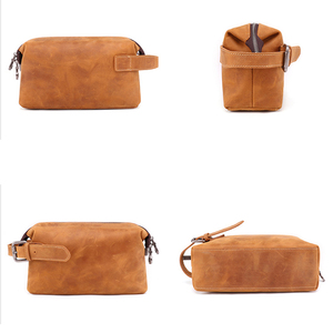 Handmade Toiletry Bag <b>Men</b> Travel Cosmetic <b>Pouch</b> Genuine Leather Dopp Kit. - Product Image 5
