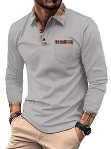 <b>Men's</b> XL Size New Summer Sports Casual Long-Sleeved for Polo <b>Shirt</b> Solid Knitted Fabric with <b>Leopard</b> Tennis Design Button - Product Image 6