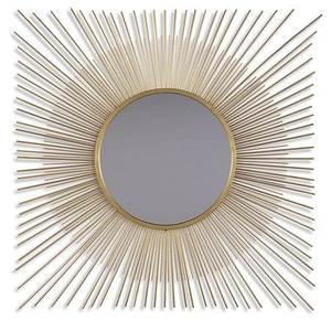 Miroir mural rond en laiton de style moderne avec cadre décoratif en forme de soleil de la marque Linea Exports Inc - Product Image 1