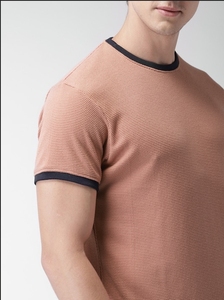 Camiseta Casual de Manga Corta Rosa para Hombre, Cuello Redondo, Color Sólido, 100% Algodón, Transpirable, Tejido Ecológico, ODM, Ropa de Verano - Product Image 4