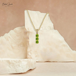 Handcrafted 14k Solid Gold Prong Set Natural 0.75 Cts <b>Peridot</b> <b>Pendant</b> With 0.9mm Diamond Customized <b>Pendant</b> Jewelry Manufacturer - Product Image 6