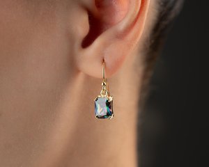 Pendientes Colgantes de Topacio Místico, Gema Iridiscente Arcoíris, Plata de Ley 925, Chapado en Oro de 14K - Product Image 3