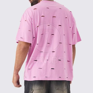 T-shirts pour hommes de qualité supérieure, tendance et déchirés, avec logo personnalisé, 100% coton respirant, couleurs et tailles personnalisées - Product Image 3
