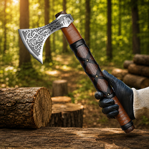 Hacha Tomahawk Forjada a Mano con Mango Envolvente de Madera de Palisandro y Hoja de Acero Forjado, 18 Pulgadas de Longitud Total, Ideal para Cumpleaños y Festividades - Product Image 3