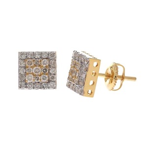 0.81 Ct Natural Round Cut Diamond Cluster <b>Stud</b> <b>Earrings</b> 10k Yellow Gold <b>Fine</b> Jewelry for Women - Product Image 1