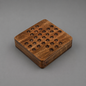Jeu de société en bois Tic Tac Toe & Solitaire | Jeu de société de stratégie en bois de manguier fait main, format voyage, puzzle classique, cadeau amusant pour enfant - Product Image 1