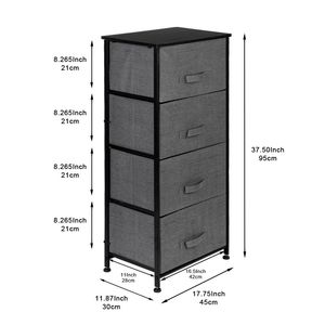 Cassettiera a 4 livelli con cassetti in tessuto, telaio in metallo facile da aprire, piano in legno, soluzione salvaspazio per soggiorno - Product Image 6