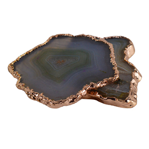 Strongly <b>Agate</b> <b>Coaster</b> Pair for Home Decor Table Restaurant Decor With Gold Plated Finishing <b>Coaster</b> Design - Product Image 3