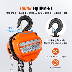 "10 FT 1100 LBS Hand Chain <b>Hoist</b> with Double Pawl Brake and G80 Galvanized Carbon Steel for Farm Use" - Product Image 6