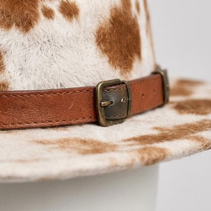 Sombrero de Vaquero de Piel Sintética con Estampado de Vaca, Banda de Cuero, Bordado a Mano, Unisex, para Adultos, Primavera, Verano, Estilo Casual Europeo Americano - Product Image 5