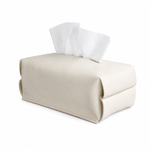 Boîte à mouchoirs en cuir minimaliste personnalisée, porte-mouchoirs en cuir crème de luxe, distributeur de mouchoirs rectangulaire moderne - Product Image 1