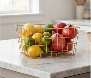 Premium Rectangular Metal <b>Wire</b> <b>Storage</b> <b>Basket</b> With Handles For Multi-Purpose Neatening And Organization Modern Design - Product Image 4