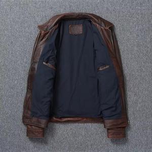 Men's Genuine <b>Leather</b> <b>Jacket</b> Turn-down Collar Moto Style Four Pockets Zipper Closure Autumn Regular Fit - Product Image 3