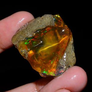 โอปอลเอธิโอเปียแบบหยาบ 5 ชิ้น คุณภาพเยี่ยม เกรดพรีเมียม 100% ธรรมชาติ แบบ Welo Fire Oily สำหรับทำเครื่องประดับ - Product Image 2