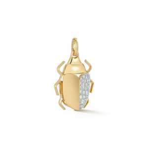 Colgante de Escarabajo Egipcio con Diamantes, Textura Mate, Pavé, Diamantes Cultivados en Laboratorio, 1 Pulgada, Venta al por Mayor, Oro Sólido de 14k y 18k, Regalo de Lujo - Product Image 5