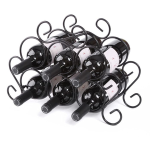 Decorative Wrought Iron Scrollwork Wine Rack <b>Freestanding</b> Metal Wine Holder Vintage Style Home <b>Bar</b> Accessories Storage Display - Product Image 3