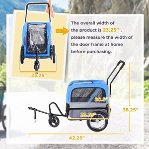 "2-in-1 Pet Carrier <b>Bike</b> <b>Trailer</b> Small Dog Stroller Hitch <b>for</b> Bicycle Sidecar Wagon Cart Carrier Attachment Travel" - Product Image 3