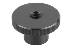 Tuercas de Cabeza Cilíndrica Moleteadas de Acero Ennegrecido K0143 DIN 466 con Rosca Métrica para Montaje de Equipos - Product Image 1