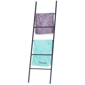 Portasciugamani da terra autoportante nero opaco per bagno, camera da letto e lavanderia - Product Image 1