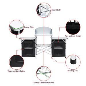 โต๊ะพับสำหรับตั้งแคมป์พร้อมที่เก็บของ โต๊ะกลางแจ้งที่สะดวกสบาย - Product Image 5