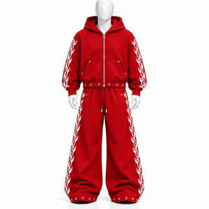 Conjunto de Sudadera con Capucha y Pantalones Deportivos Extra Grandes con Logotipo Bordado Personalizado, 100% Algodón, Manga Larga, Estilo Urbano, en Venta - Product Image 2