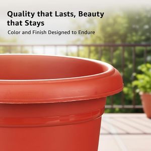 Pots de plantes ronds en plastique avec plateau inférieur, style moderne, compacts et peu encombrants, jardinières décoratives d'intérieur pour la maison et le jardin - Product Image 3