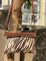 Nouveau Style occidental imprimé Animal fourrure en cuir téléphone portable sac à bandoulière de haute qualité à la mode véritable à la main fourrure en cuir sacs à bandoulière