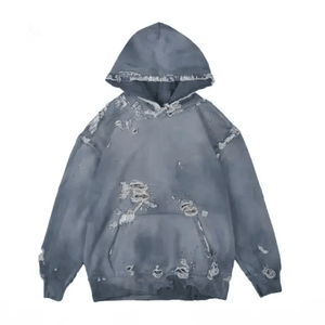 Sudadera con Capucha Casual para Hombre, Estilo Urbano, Desgastada, de Alta Calidad, con Logotipo Personalizado al por Mayor, Deportiva, para Gimnasio, de Poliéster y Algodón Transpirable - Product Image 1