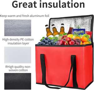 Sac isotherme réutilisable pour courses, livraison de repas, pique-nique, grand format, rouge, promotionnel, pour emballage de bière, sac isotherme pour le shopping - Product Image 6