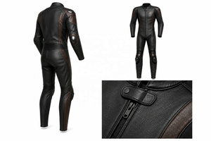 Traje de Motocicleta de Cuero de Una Pieza X Cowhide |   Negro Marrón |   Logotipo X |   Fabricante OEM ODM |   Diseño de Calidad Premium |   Resistente al viento | - Product Image 6